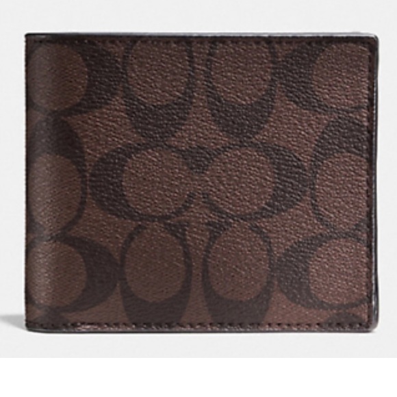 COACH Men’s Double Bill Signature PVC BROWN - Picture 4 of 6